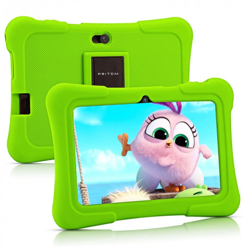 Pritom K7 Kids Education Tablet PC, 7,0 pouces, 1 Go + 16 Go, Android 10 Allwinner A50 Quad Core CPU, support 2.4G WiFi / Bluetooth / Dual Camera, version globale avec Google Play (Green) SP870G503-37