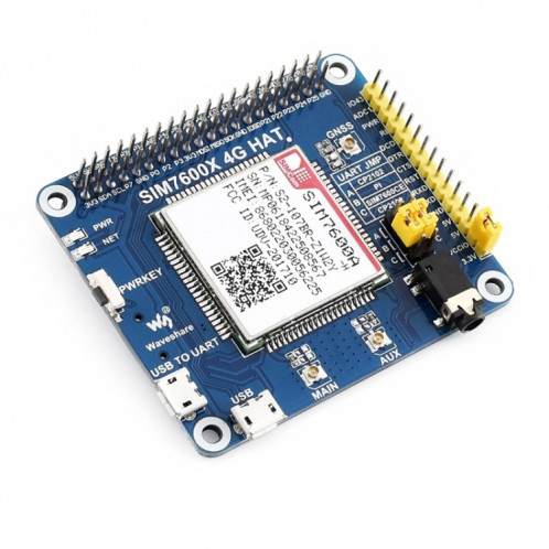 Waveshare 4G / 3G / GNSS HAT pour Raspberry Pi, LTE CAT4, pour l'Amérique du Nord SW87781216-39