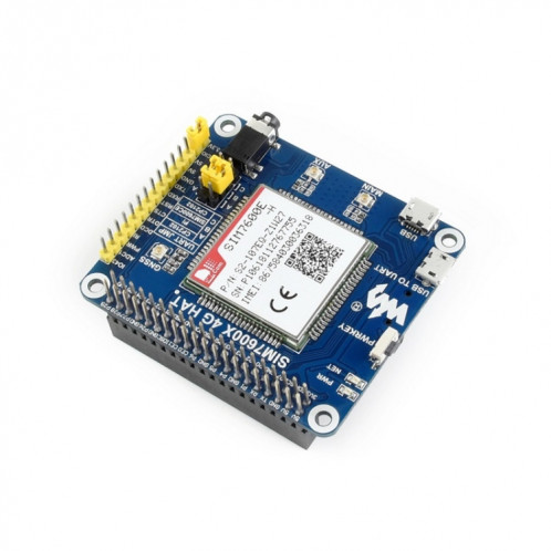 Waveshare 4G / 3G / 2G / GSM / GPRS / GNSS HAT pour Raspberry Pi, LTE CAT4, pour l'Asie du Sud-Est, l'Asie de l'Ouest, l'Europe, l'Afrique SW1963101-39