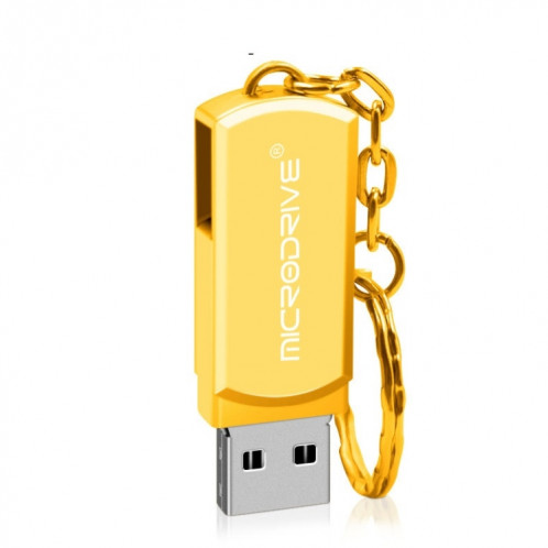 MicroDrive 64 Go USB 2.0 disque de métal U de personnalité créative avec porte-clés (or) SM581J1406-39