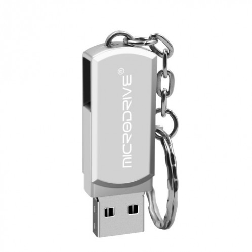 MicroDrive 32 Go USB 2.0 disque de métal U de personnalité créative avec porte-clés (argent) SM822S1446-39