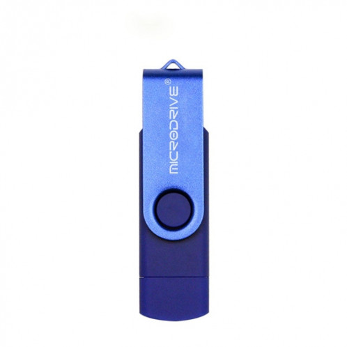 MicroDrive 64 Go USB 2.0 Téléphone et ordinateur à double usage Rotary OTG Metal U Disk (Bleu) SM943L1558-39