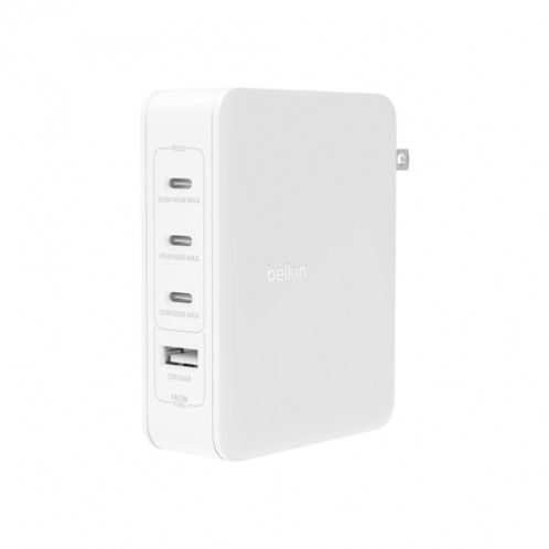 Belkin BOOST Charge 140W 4-Port GaN, 3xUSB-C 1xUSB-A WCH014btWH 817756-36