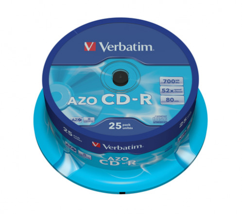 1x25 Verbatim Data Life Plus CD-R 80, 52x Speed, Spindel 593563-33