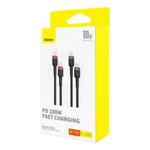 Baseus Type-C Type-C cable Cafule Series Fast charge/data 100W (20V/5A) 2m (2pcs) Black/ Red and Black/ Gray (P10318306003-00) DA642275-31