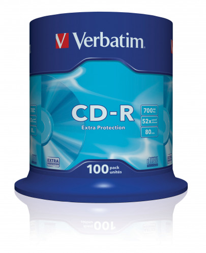 1x100 Verbatim Data Life CD-R 80 700MB, 52x Speed, Spindel 739634-32