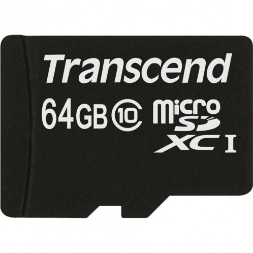 Transcend microSDXC 64GB Class 10 + adaptateur SD 171292-33