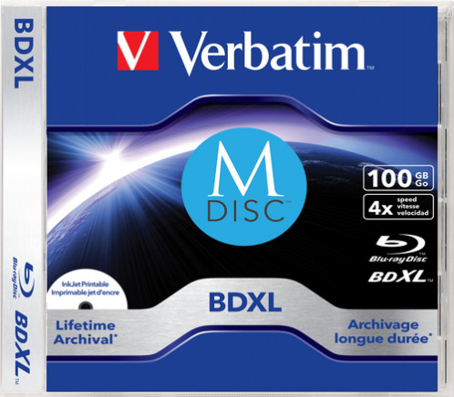 1x5 Verbatim M-Disc BD-R Blu-Ray 100GB 4x Speed imprimable JC 199768-33