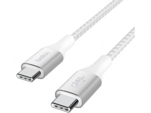 Câble USB-C vers USB-C 240 W 2 m Tressé Blanc Belkin BoostCharge CABBLK0022-34