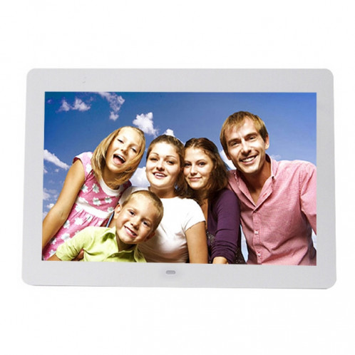 Écran LED de 14 pouces Cadre photo numérique multimédia avec support et lecteur de musique et de film, Prise en charge de l'entrée USB / SD / MS / MMC (blanc) S0229W1-38