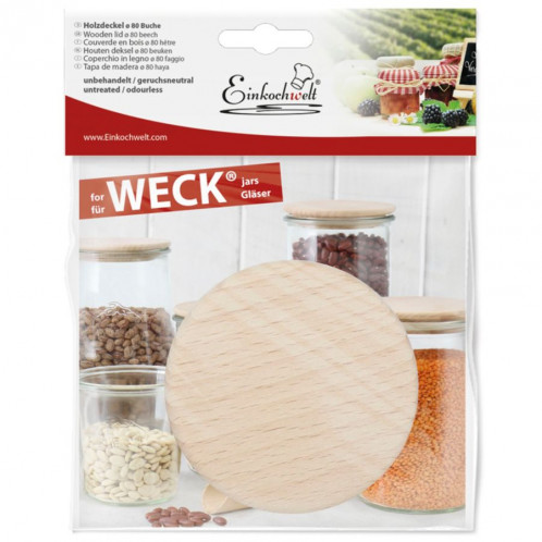 WECK Couvercle en bois 80mm hêtre 796609-31