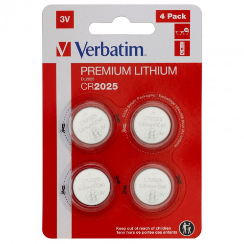 20x4 Verbatim CR 2025 Batterie Lithium 49532 655853-33