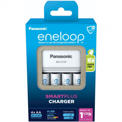 Panasonic Eneloop Smart Plus Cha BQ-CC55 incl. 4xAA K-KJ55MCD40E 762708-34