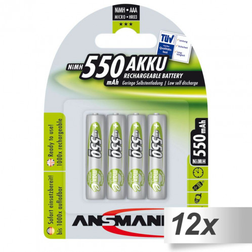 12x4 Ansmann maxE NiMH piles Micro AAA 550 mAh 5030772 502511-31