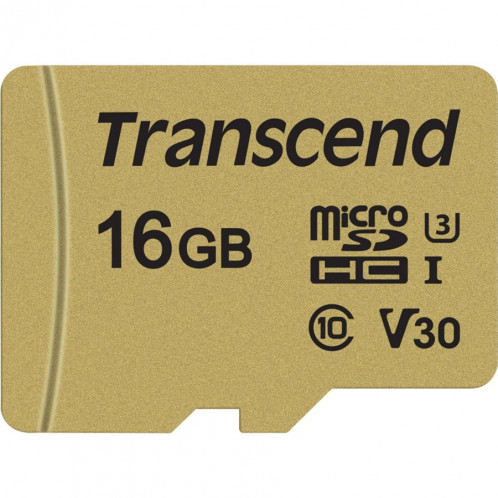 Transcend microSDHC 500S 16GB Class 10 UHS-I U3 V30 + adapt. 380473-32