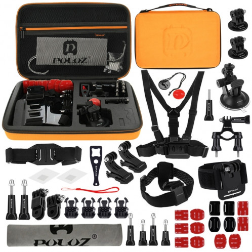 PULUZ 45 en 1 Accessoires Ultimate Combo Kit avec étui Orange EVA pour GoPro HERO4 Session /4 /3+ /3 /2 /1 SPKT286-38