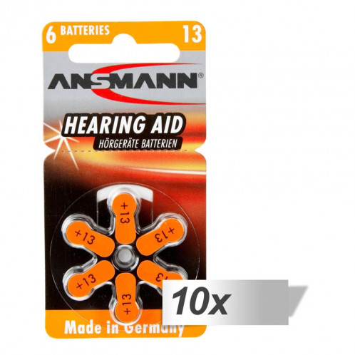 10x6 Ansmann Zinc-Air 13 (PR48) Batterie pour Appareil Auditif 486873-31