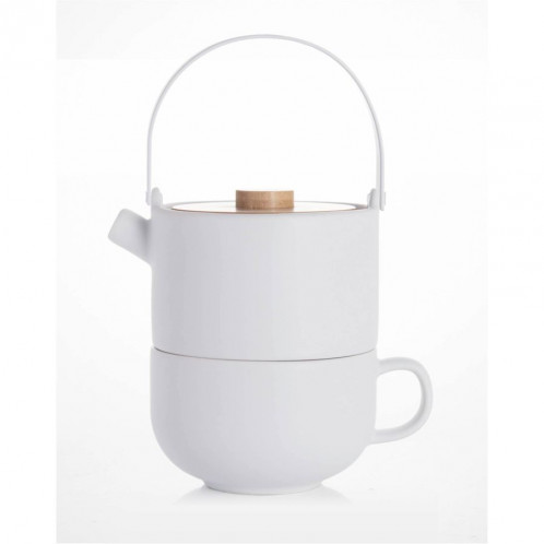 Bredemeijer Tea-for-one Umea blanc avec couv. bamboo 142007 522636-31