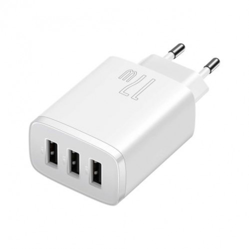 Baseus Travel Charger Compact wall Charger U+U+U, 17W EU White (CCXJ020102) DA521387-37