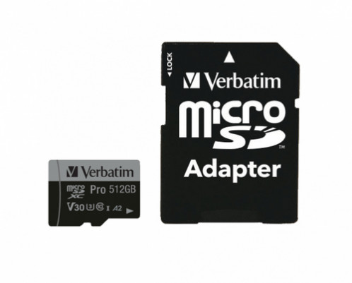 Verbatim microSDXC Pro 512GB Class 10 UHS-I + adaptateur 818106-38