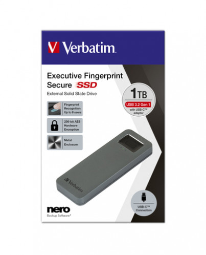 Verbatim Fingerprint Secure SSD USB 3.2 Gen 1 USB-C 2,5 1TB 657981-316
