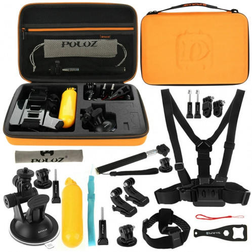 PULUZ 20 en 1 kit combiné d'accessoires avec étui Orange EVA pour GoPro HERO5 /4 Session /4 /3+ /3 /2 /1 SPKT309-38