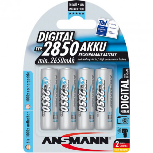 1x4 Ansmann NiMH piles recharg. 2850 Mignon AA 2650 mAh DIGITAL 171108-32