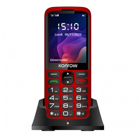 Konrow Senior 280 Next 4G (2.8'' Double Sim Avec Station de charge) Rouge KSEN280N_RED-31