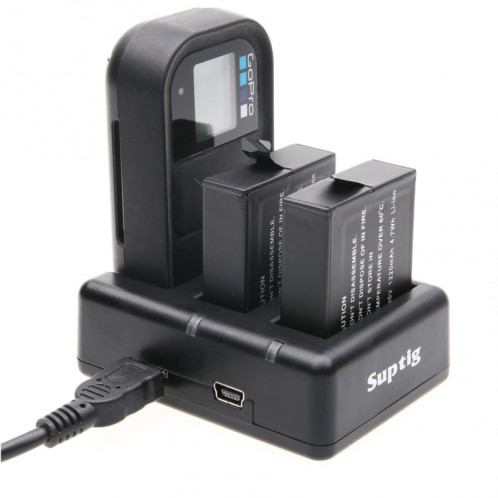 Pour GoPro HERO5 AHDBT-501 Batteries doubles + Chargeur à télécommande avec câble USB (Noir) SP124B4-36