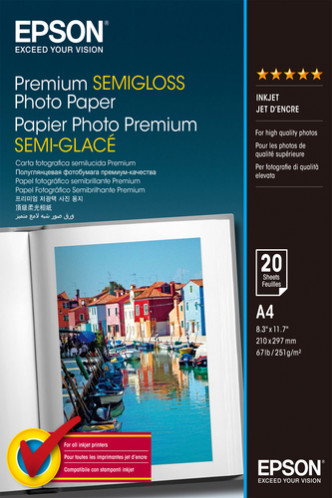 Epson Premium Semi brillant A 4, 251 g, 20 feuilles S 041332 265655-32