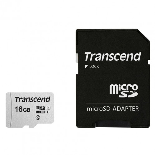 Transcend microSDHC 300S-A 16GB Class 10 UHS-I U1 avec adapt. 495238-32