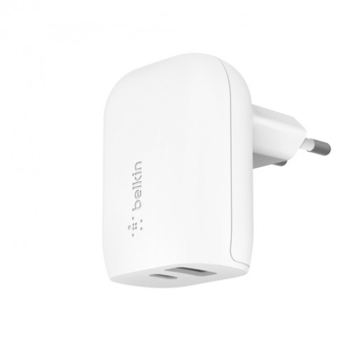 Belkin BOOST Dual chargeur 37W USB-C 25W PD + USB-A WCB007vfWH 665128-36