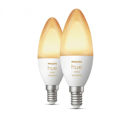 Philips Hue 2 lampes LED E14 5,2W 470lm White Ambiance 773173-33