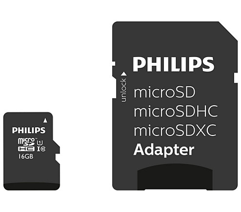 Philips MicroSDHC Card 16GB Class 10 UHS-I U1 + adaptateur 512521-31
