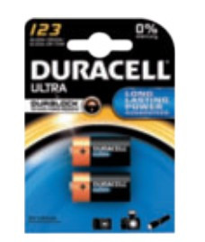 1x2 Duracell Lithium CR123A Batterie ph. 3V 1400mAh CR17345 865608-31