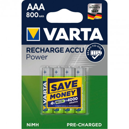 50x4 Varta Piles rechargeables NiMh 800 mAh Micro 498771-33