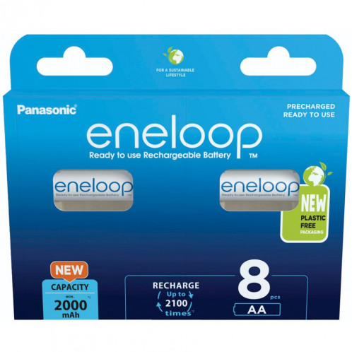 1x8 Panasonic Eneloop Mignon AA 2000mAh Ni-MH BK-3MCDE/8BE 762617-35