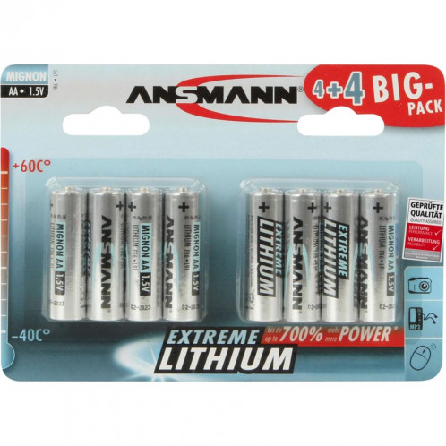 4+4 Ansmann Extreme Lithium AA Mignon LR 6 Big Pack 687029-32