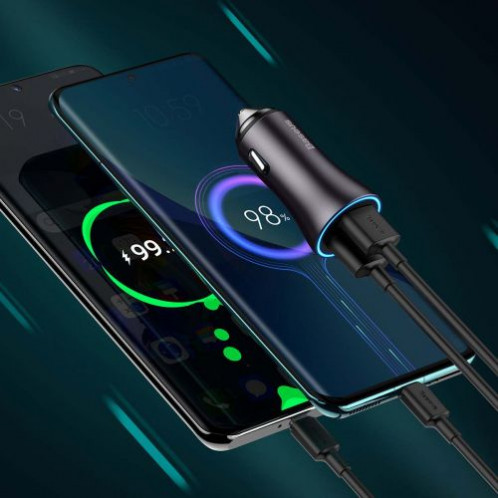 Baseus Car Charger Golden Contactor Max Dual Fast Charger U+U 60W Dark Gray (CGJM000013) DA777168-316