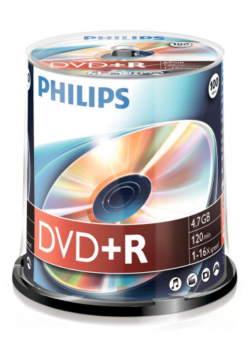 1x100 Philips DVD+R 4,7GB 16x SP 513585-32