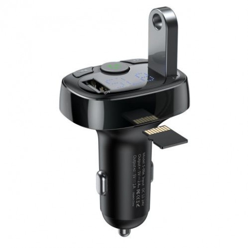Baseus Car Charger Bluetooth FM Transmitter S-09A, BT. 4.2, 10m Range, 2x USB-A 3.4A, Micro SD card Reader, Black (CCMT000001) DA795643-34