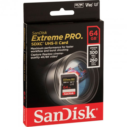 SanDisk ExtremePRO SDXC V90 64GB 300MB UHS-II SDSDXDK-064G-GN4IN 722234-31