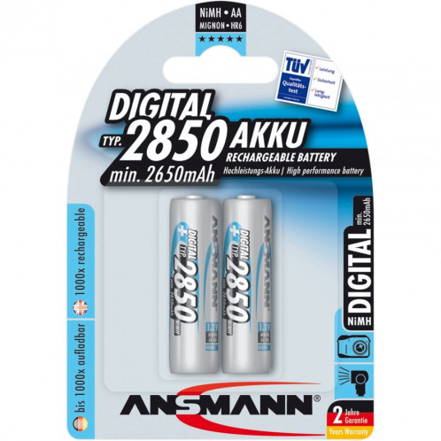 1x2 Ansmann NiMH piles recharg. 2850 Mignon AA 2650 mAh DIGITAL 171101-32
