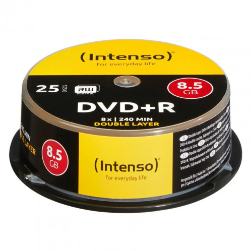 1x25 boîte Intenso DVD+R 8,5GB 8x Speed, Double Layer 254653-31