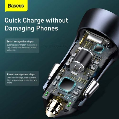 Baseus Car Charger Golden Contactor Pro Dual Quick Charger U+C, PD 3.0, QC 4+, SCP FCP AFC (with USB Type C 1m cable) Gray (TZCCJD-0G) DA768136-316