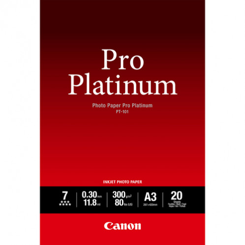 Canon PT-101 A 3, 20 feuilles Papier Photo Pro Platinum 300g 273196-32