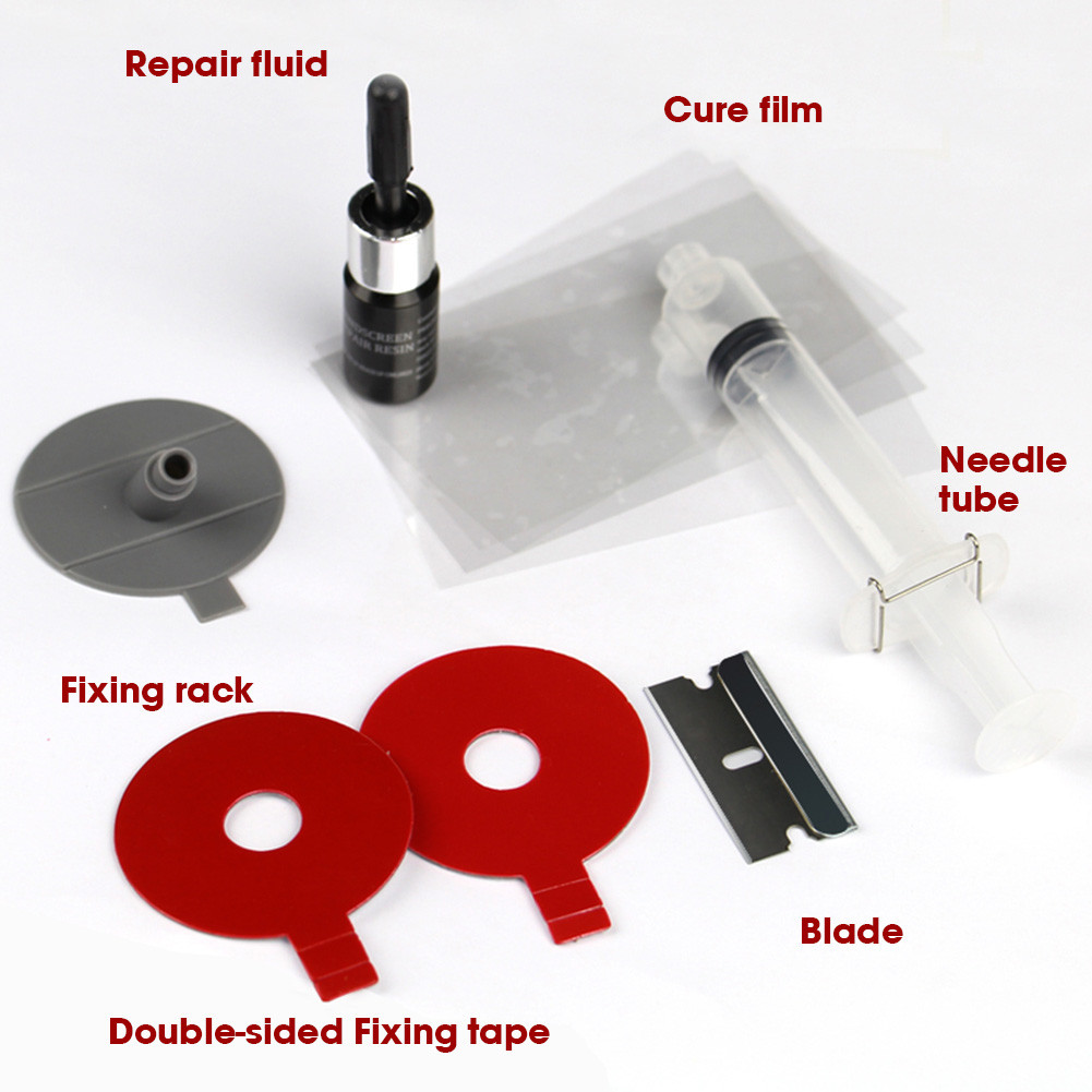 Kit de réparation de pare-brise de voiture de bricolage Outil de réparation  de vitre de pare-brise pour les fissures de demi-lune Bullseye Star ou les  fissures combinées