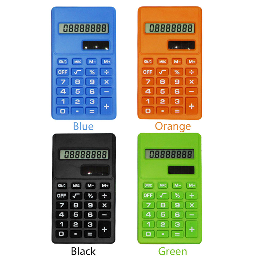 Calculatrice ultra mince LCD 8 chiffres Papeterie en silicone souple  Calculatrice portable scientifique pour étudiants bleu