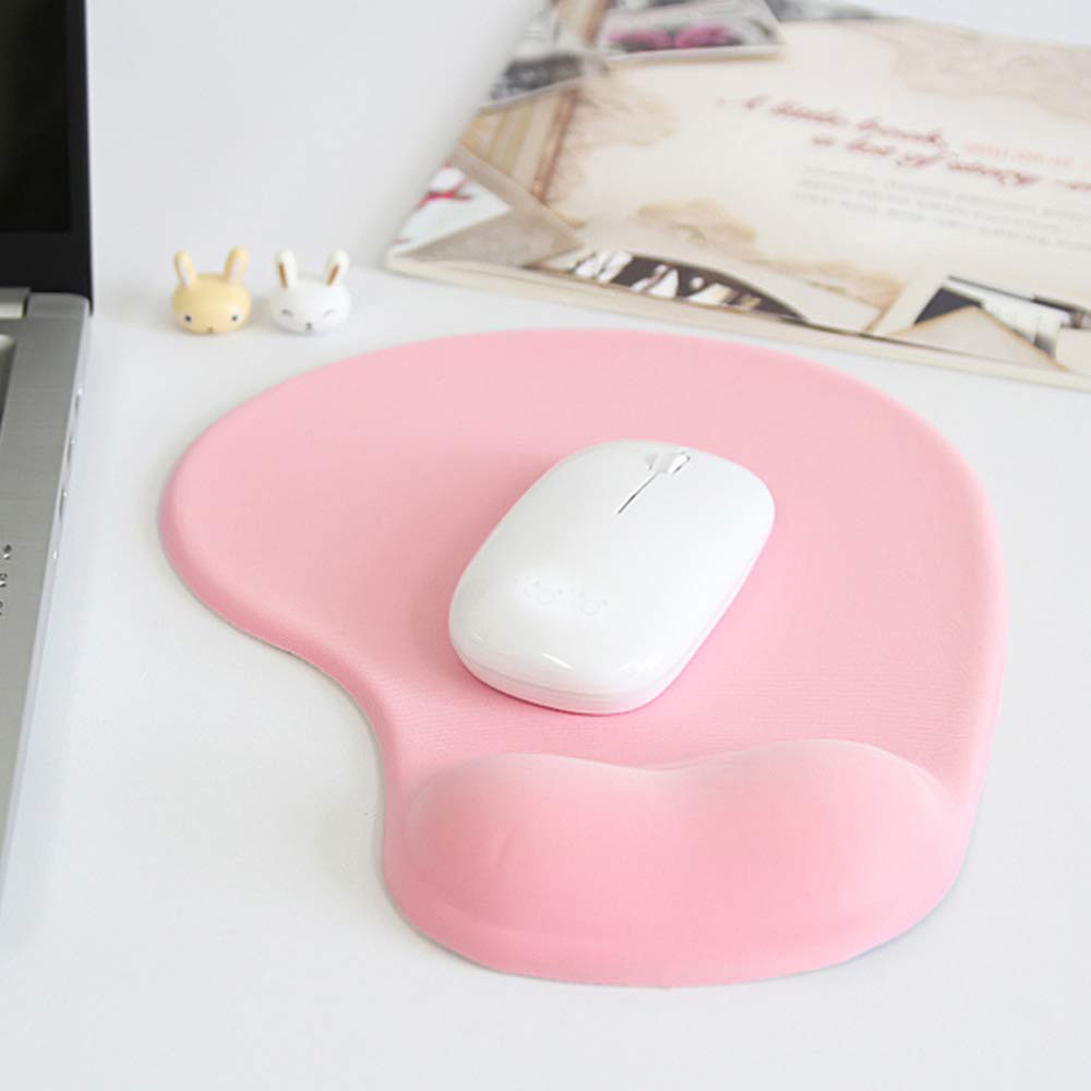 Tapis de souris Office avec support de poignet en gel repose-poignet  ergonomique Gaming Desktop Mouse - rose