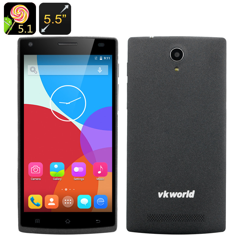 VKWorld VK560 – Smartphone Android 5.1 / Écran 5.5 pouces 960x540 IPS / 4G  / CPU Quad Core MT6735 / Smart Wake / Hot Knot / Noir